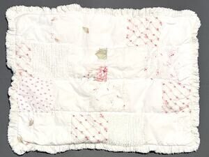 Simply Shabby Chic Standard Pillow Sham Patchwork Floral Chenille MISSING BUTTON